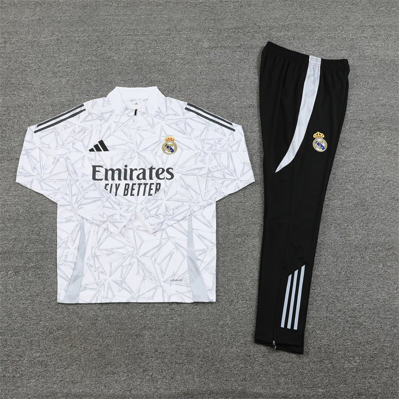 Real Madrid "White Armor" Premium Kids Size Tracksuit from FootballPrestige.com - Premium Football Kits