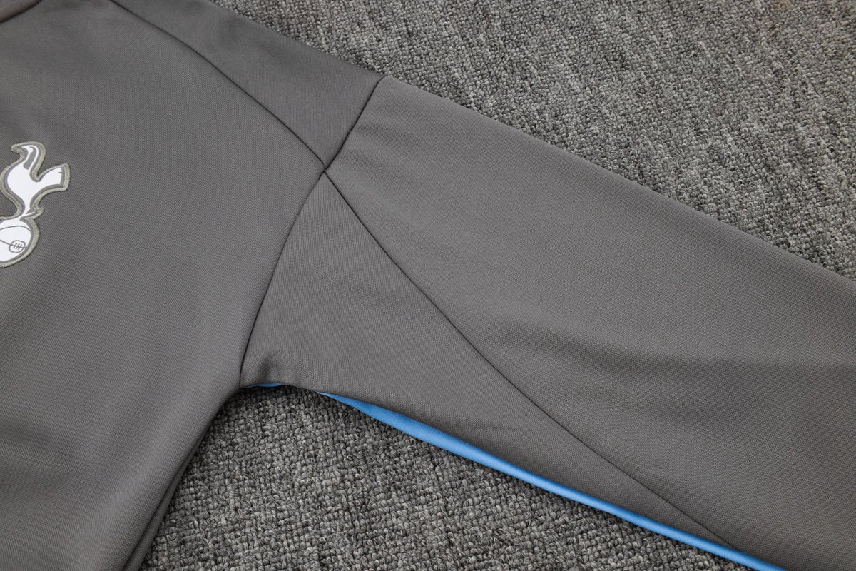 Tottenham Gray and Black Premium Tracksuit from FootballPrestige.com - Premium Football Kits
