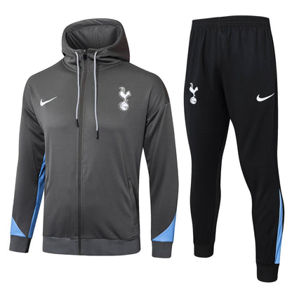 Tottenham Gray and Black Premium Tracksuit from FootballPrestige.com - Premium Football Kits